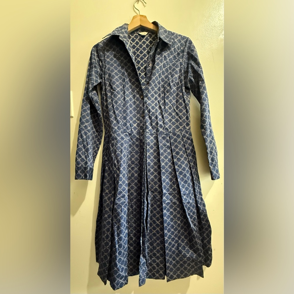 Layla Elegant Blue Geometric Maxi Dress